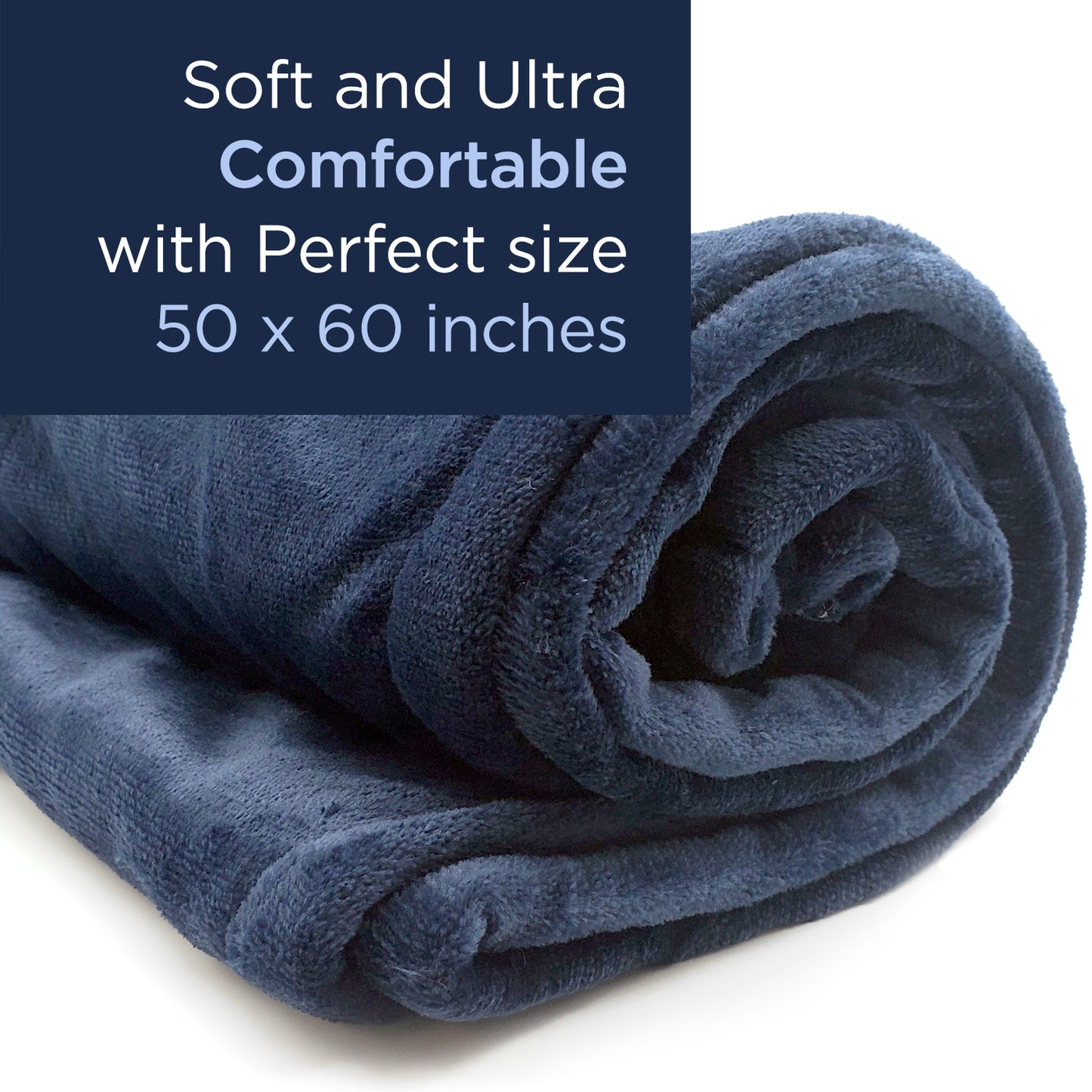 Dr Relief by SUNAID Electric Heated Throw Blanket Fleece with Controller, 4 Hours Auto Shut-Off, Fast Warming, Full-Body Comfort, Luxuriously Soft, Machine Washable, 50" x 60", Micromink for Cozy Couch or Bed (Navy)