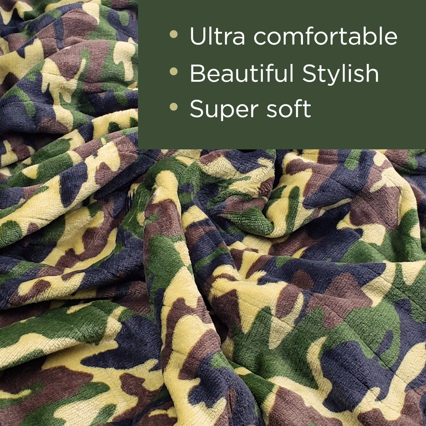 Dr Relief by SUNAID Electric Heated Throw Blanket Fleece with Controller, 4 Hours Auto Shut-Off, Fast Warming, Full-Body Comfort, Luxuriously Soft, Machine Washable, 50" x 60", Micromink for Cozy Couch or Bed (Camo)