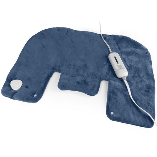 Dr Relief by SUNAID Electric Neck and Shoulders Warmer Heating Pad (18"x25") Fast-Heating Technology, 3 Heat Settings, Moist Heat Therapy Option, Fast Heating, Convenient Storage Bag (Navy)