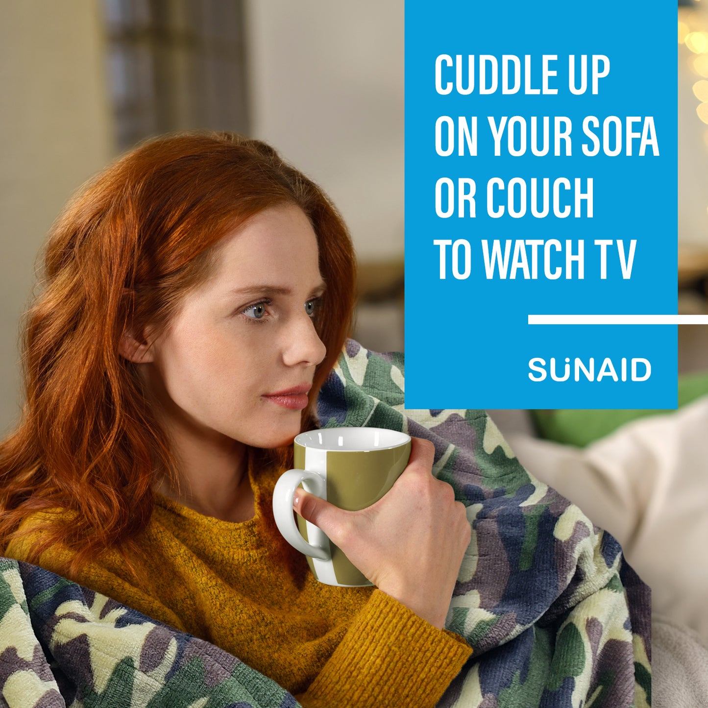 SUNAID Electric Heated Throw Blanket Fleece with Controller, 50" x 60" , 4 Hours Auto Shut-Off, Fast Warming, Full-Body Comfort, Luxuriously Soft, Machine Washable (Camo)