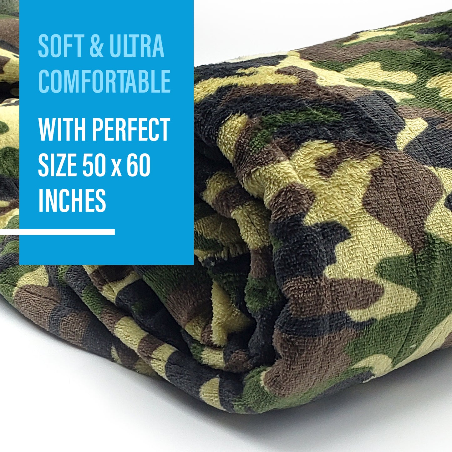 SUNAID Electric Heated Throw Blanket Fleece with Controller, 50" x 60" , 4 Hours Auto Shut-Off, Fast Warming, Full-Body Comfort, Luxuriously Soft, Machine Washable (Camo)