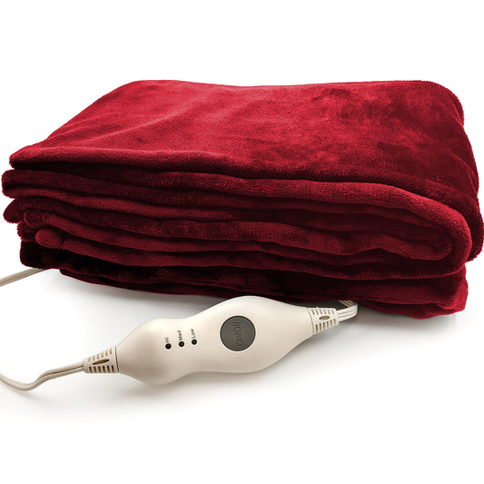 SUNAID Electric Heated Throw Blanket Fleece with Controller, 50" x 60" , 4 Hours Auto Shut-Off, Fast Warming, Full-Body Comfort, Luxuriously Soft, Machine Washable (Red)