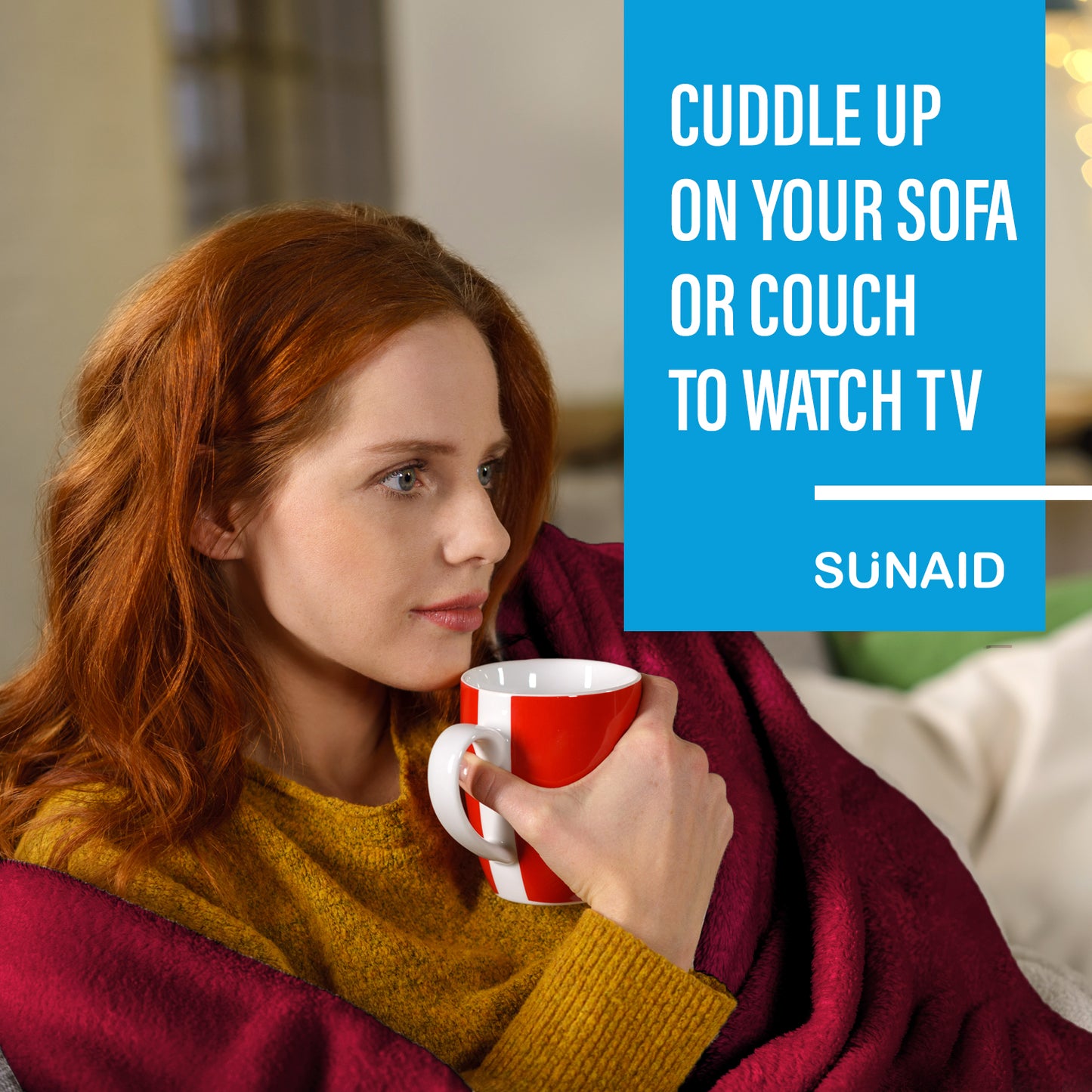 SUNAID Electric Heated Throw Blanket Fleece with Controller, 50" x 60" , 4 Hours Auto Shut-Off, Fast Warming, Full-Body Comfort, Luxuriously Soft, Machine Washable (Red)