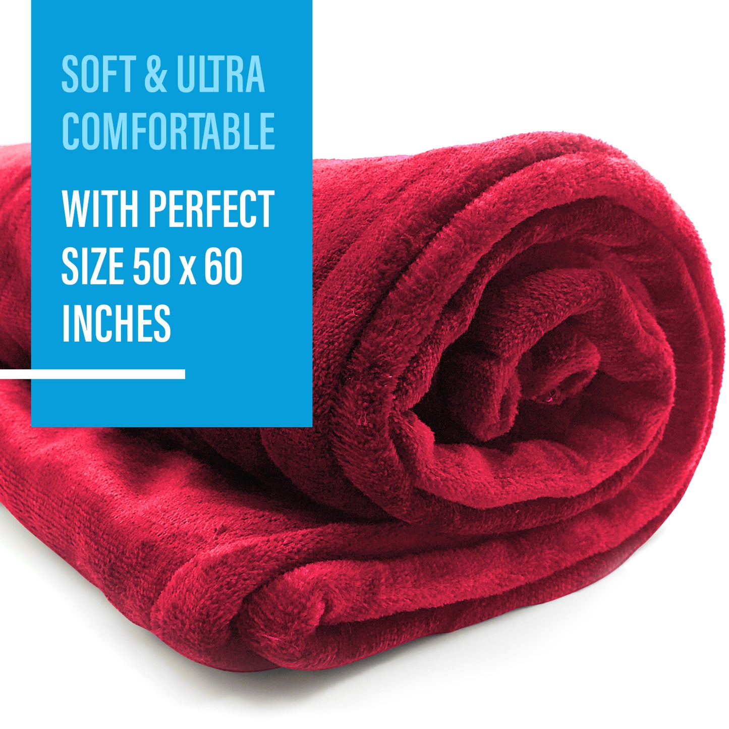 SUNAID Electric Heated Throw Blanket Fleece with Controller, 50" x 60" , 4 Hours Auto Shut-Off, Fast Warming, Full-Body Comfort, Luxuriously Soft, Machine Washable (Red)