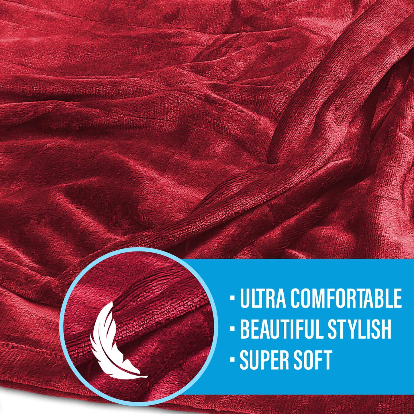 SUNAID Electric Heated Throw Blanket Fleece with Controller, 50" x 60" , 4 Hours Auto Shut-Off, Fast Warming, Full-Body Comfort, Luxuriously Soft, Machine Washable (Red)