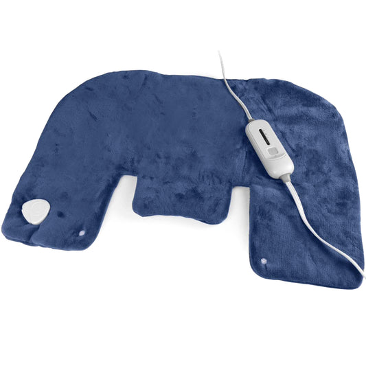 SUNAID Electric Heating Pad for Neck and Shoulders Pain Relief (18"x25"), 3 Heat Settings, 9' Cord, Moist Heating Option (Navy)